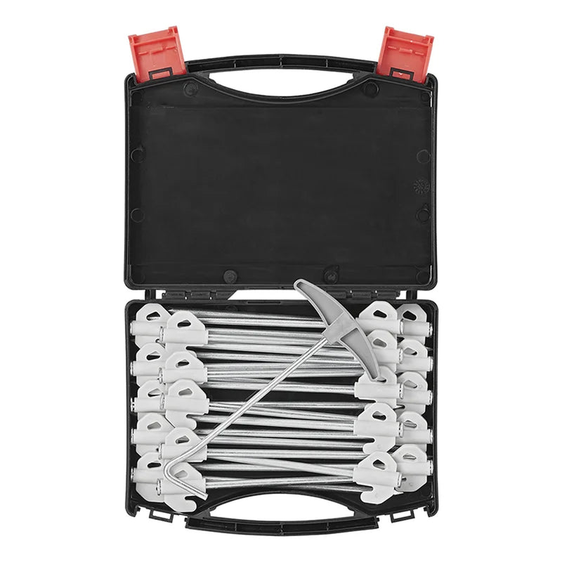 20 Stk. Felsbodenheringe im Koffer 20cm Metall Heringe - mit Kunststoffhaken