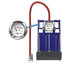 Fußpumpe Doppelzylinder mit Manometer - Max. 7bar / 100psi, Ventiladapter