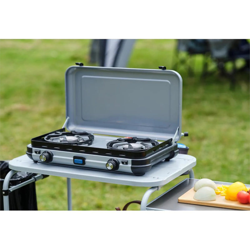 Campingaz Campingkocher 2-flammig Piezo 50mbar Gaskocher / CV Kocher inkl Schlauch