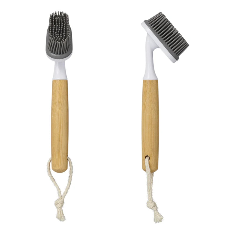 Dishwashing Brush Silicone and Bamboo Dish Brush Kitchen Brush Washing Brush