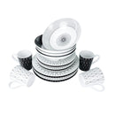 Camp4 "Black-White" 16-teiliges 4 Pers. Premium Melamin-Geschirrset, Bruchsicher