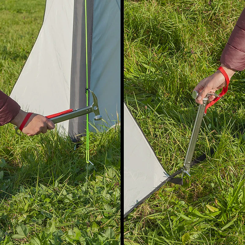 Zelt Hammer Gummi Grün Camp Active Campinghammer Mit Heringzieher – Grün, Ergonomisch, Für Zelt-Heringe, Unverzichtbares Campingzubehör
