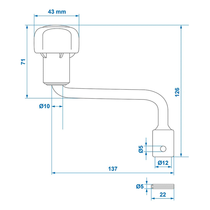 Hebel für Stützrad 48 mm Stahl Kurbel für Anhänger Wohnwagen Bugrad Deichselrad