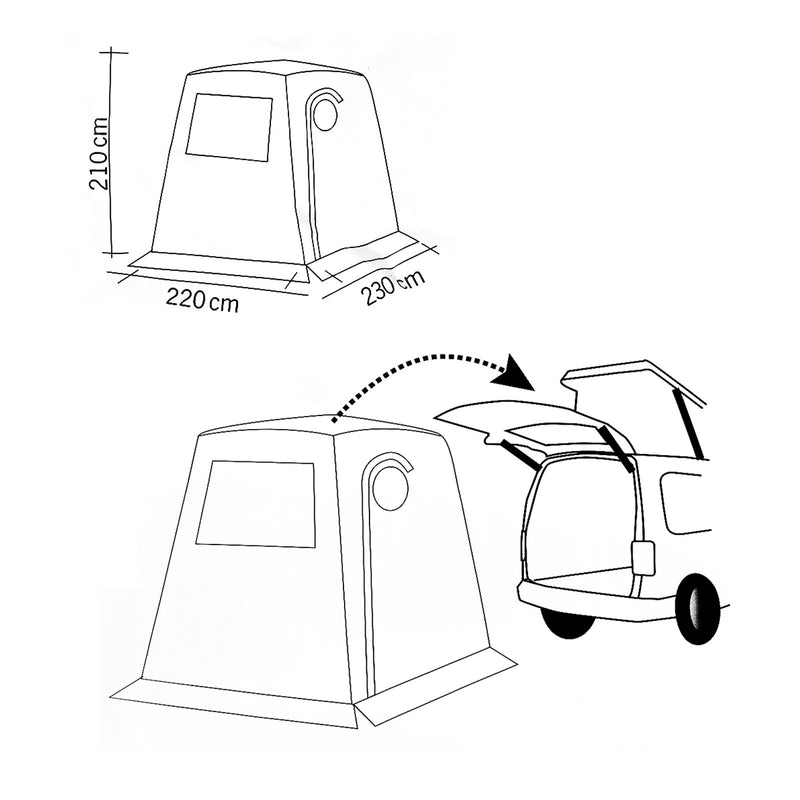 Heckzelt Trapez Trafic 220 x 210 x 230 cm, 3,5 kg, Polyester 190T