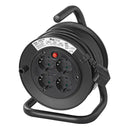 Kabeltrommel 15m Schuko 4-fach 3x1,5mm², Verlängerungskabel mit 4 Steckdosen