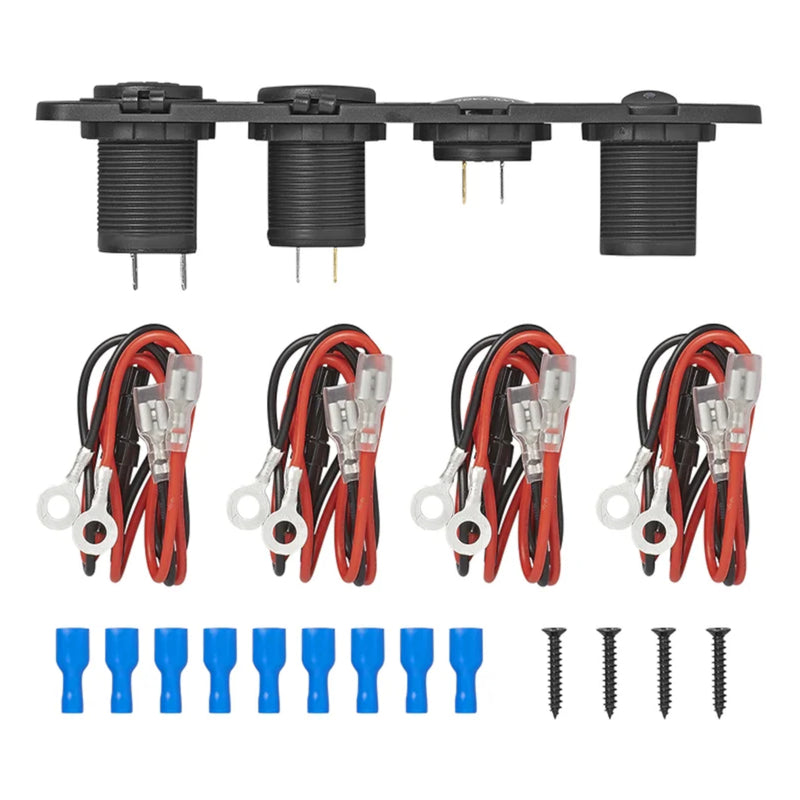 KFZ Einbau Schnell Ladegerät - DIN Buchse + Voltmeter + 2x USB - Auto Steckdose