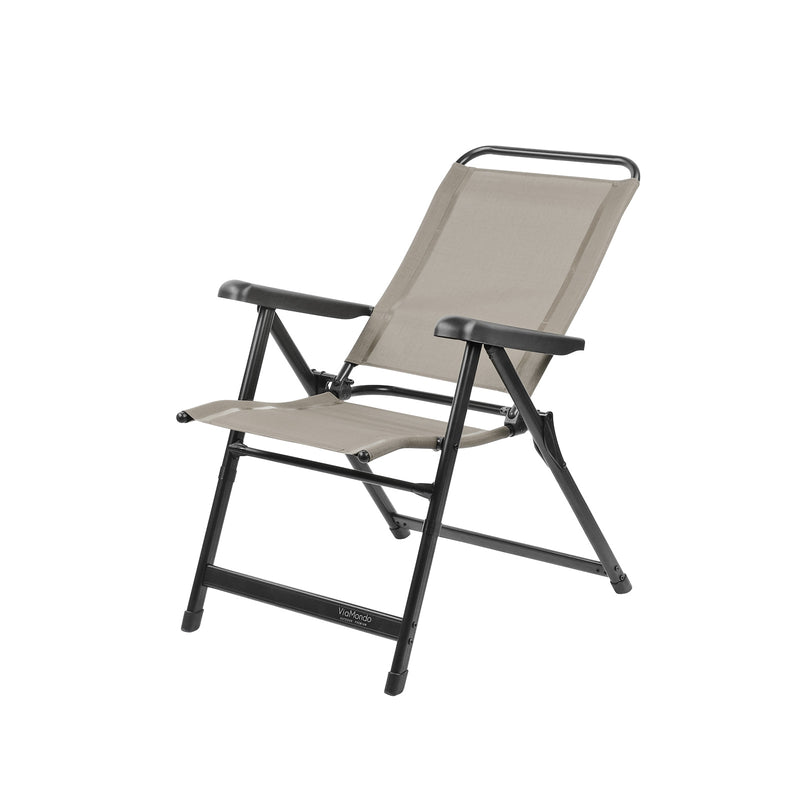 2x Via Mondo Campingstuhl "Basso Crema" 7 fach verstellbar breite Armlehen kompaktes Packmaß