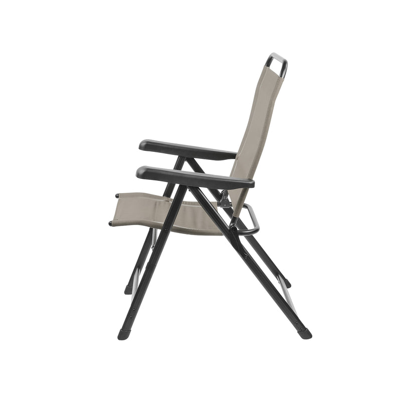 2x Via Mondo Campingstuhl "Basso Crema" 7 fach verstellbar breite Armlehen kompaktes Packmaß