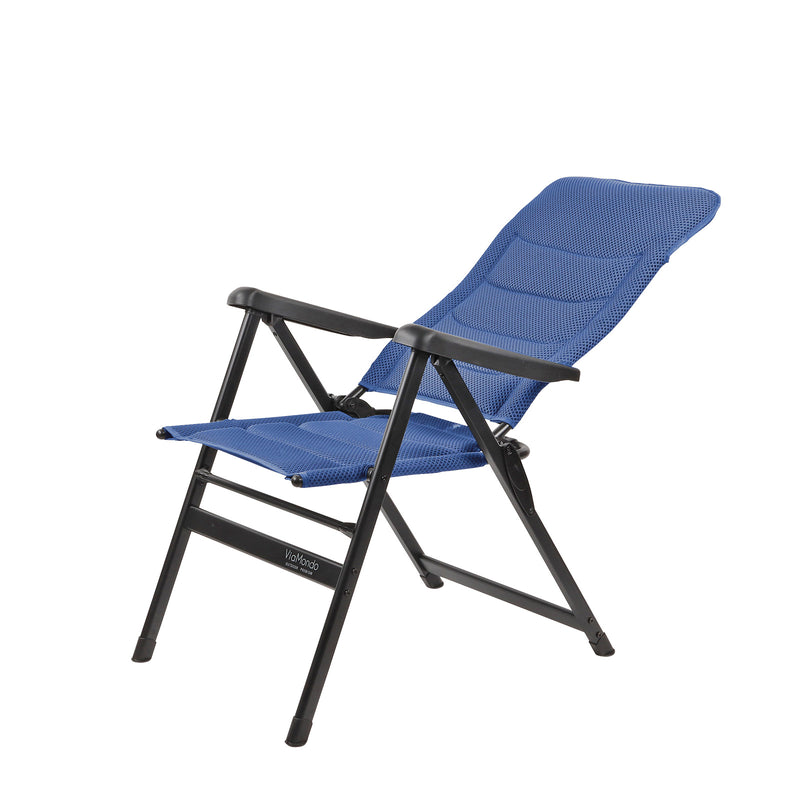 4x Via Mondo Campingstuhl "Grande Azul" 7 fach verstellbar breite Armlehnen kompaktes Packmaß