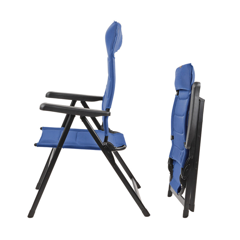 2x Via Mondo Campingstuhl "Piccolo Azul" 7 fach verstellbar breite Armlehen kompaktes Packmaß