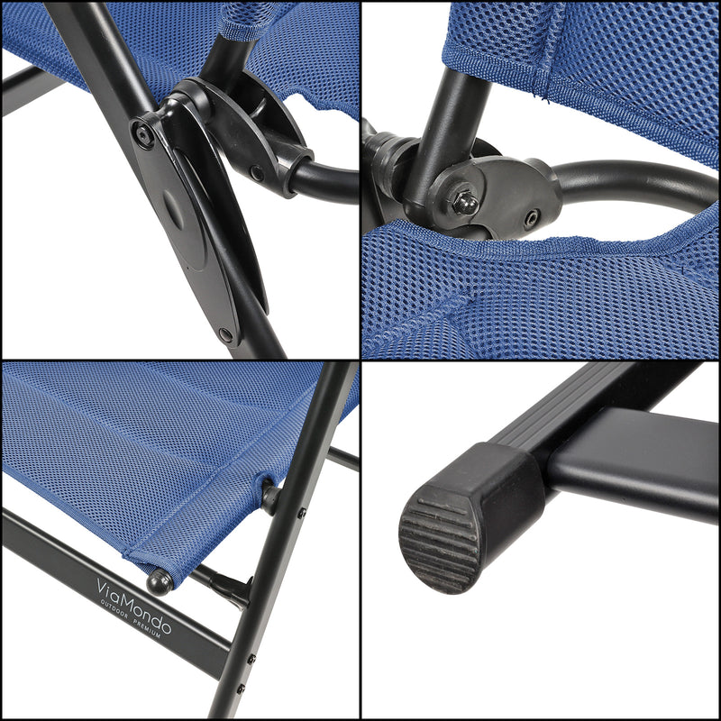 2x Via Mondo Campingstuhl "Piccolo Azul" 7 fach verstellbar breite Armlehen kompaktes Packmaß