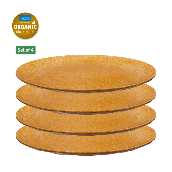 4x Koziol flache Teller 26cm Outdoor Campinggeschirr 100% organic, Holz Braun