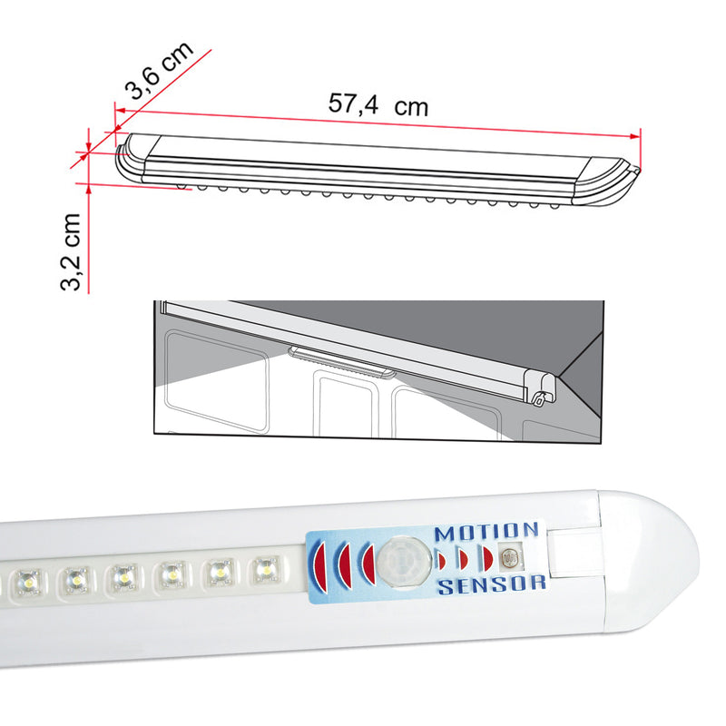 Fiamma Led Außen Leuchte mit Bewegungsmelder 12 V 31 weiße LED extra hell