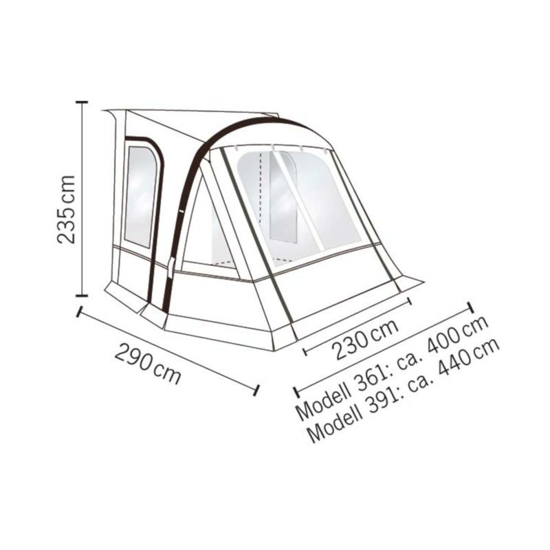 Luftvorzelt Adria Action Air 391 , Outdoor Vorzelt Wohnwagen, Wohnmobil