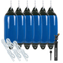 6x Fender blau groß mit Pumpe und 6x Fenderleine