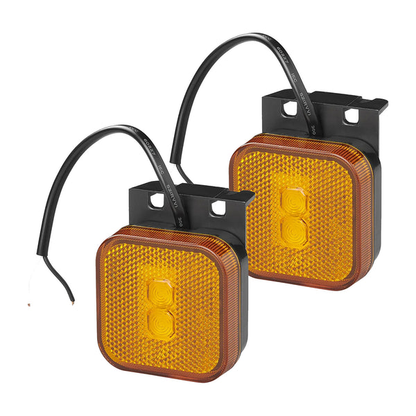 4er Set LED Seitenmarkierungsleuchte 12/24V – Orange, 65 x 65 mm, mit Halter,