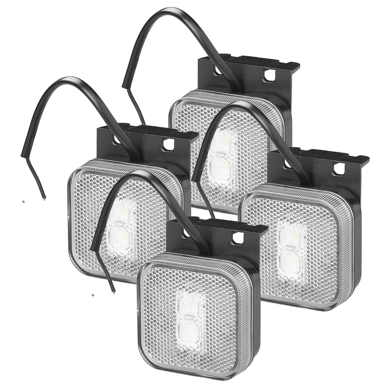 4er Set LED Seitenmarkierungsleuchte 12/24V – Weiß, 65 x 65 mm, mit Halter,