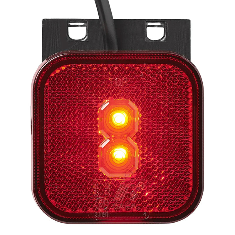 2er Set LED Seitenmarkierungsleuchte 12/24V – Rot, 65 x 65 mm, mit Halter, E-Typ geprüft