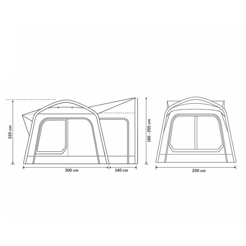 Aufblasbares Heckzelt Movelite Tail 1 Luft Busvorzelt 250x440cm Zelt freistehend