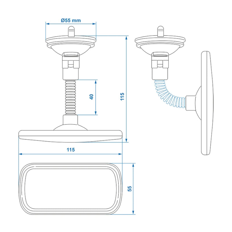 Panorama-Rückspiegel mit 4cm Flexarm - Universal Wohnwagen Caravan Spiegel