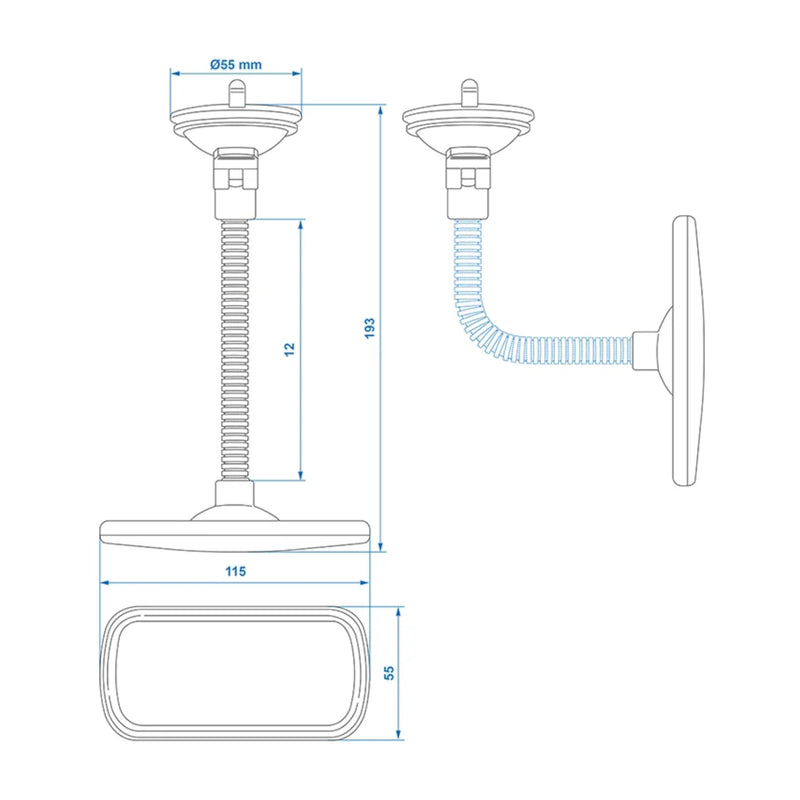 Panorama-Rückspiegel mit 12cm Flexarm - Universal Wohnwagen Caravan Spiegel