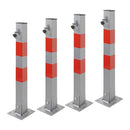 4er Set Parkpfosten mit Schloß Parkplatzsperre aus Stahl 655 x 60 x 60 mm