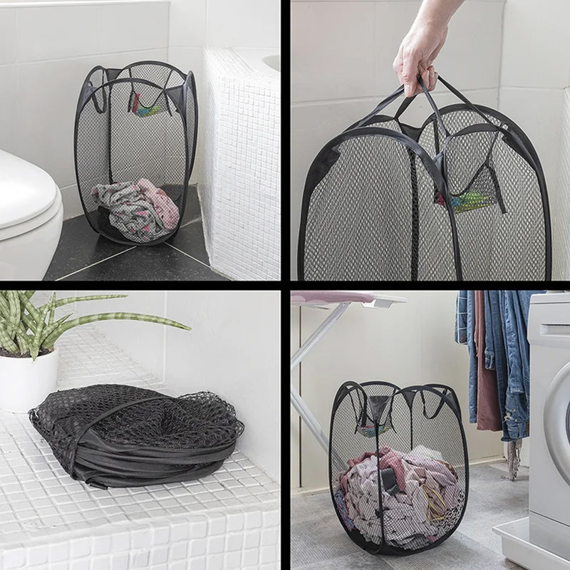 2er Set Pop-Up Wäschesack, faltbarer Wäschekorb, Wäschebeutel 34x34x57cm Camping