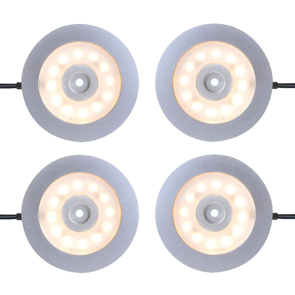 4er Set Aufbauspot 12 LED 240l, 12V-3,4W, Ø55x5,0mm