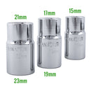 Radmutternschlüssel, ausziehbar, Duplex Stecknüssen 15/17/19 21/23