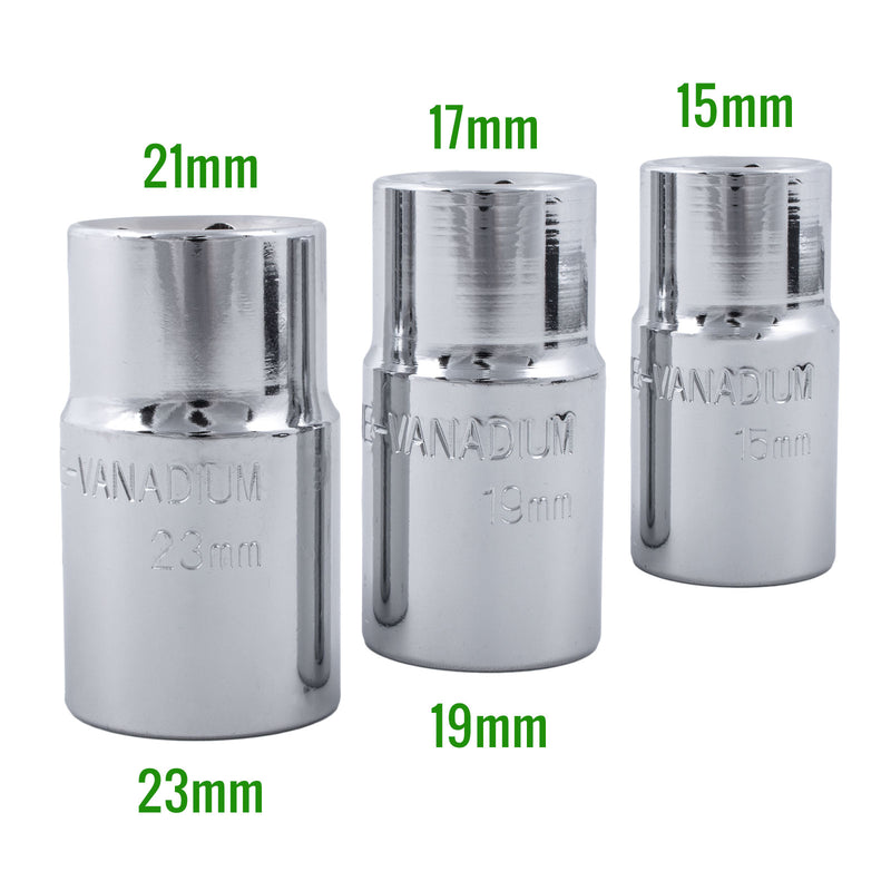 Radmutternschlüssel, ausziehbar, Duplex Stecknüssen 15/17/19 21/23