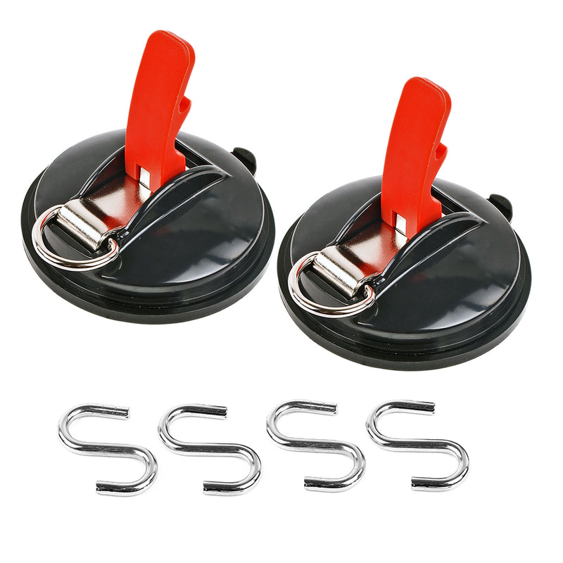 2x Saugnapf Befestigung mit Ring & 2 S-Haken 10 Kg Tragkraft Klappsauger