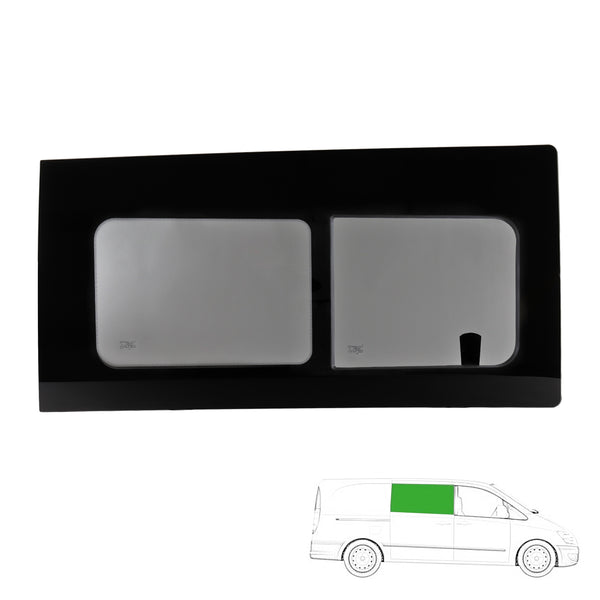 Schiebefenster rechts Glasfenster verwendet mit Vito 04-15 Echtglas 111 x 56 cm