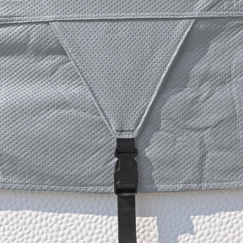 Dachschutzplane 5x3 m Grau 160g/m² – Atmungsaktive Wohnmobil & Wohnwagen Abdeckplane | Wetterfester Schutz mit Gurtsystem