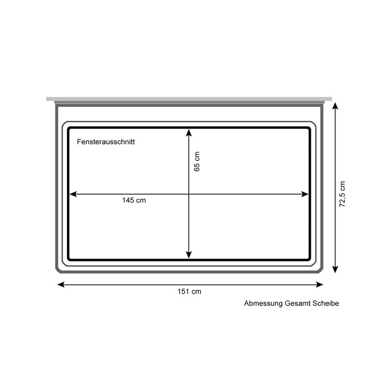 Wohnwagen Seitenfenster 145x65cm | Kederbefestigung | inkl Aussteller | Anthraz.