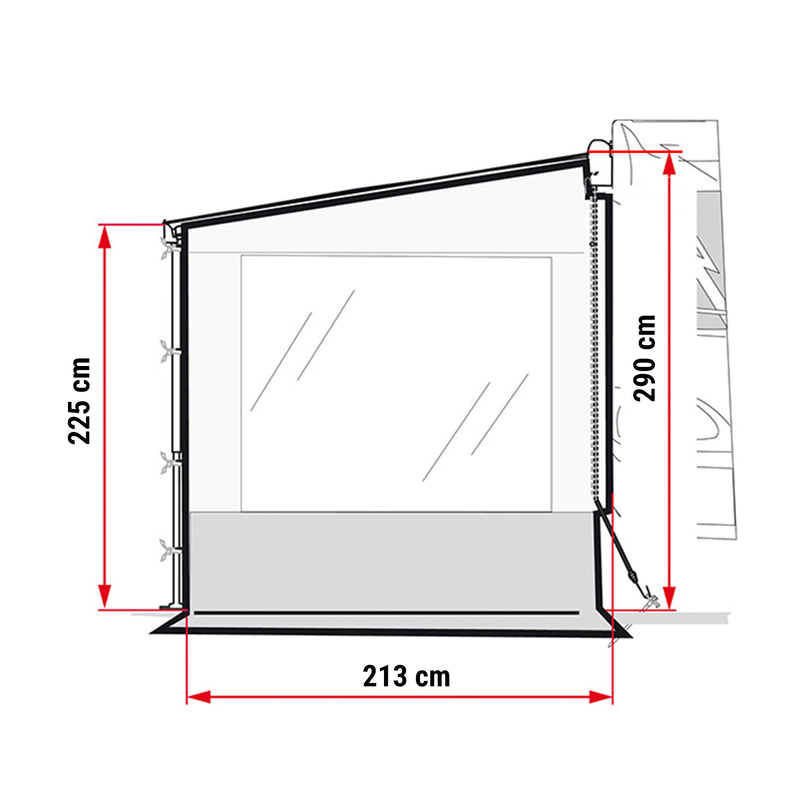 2x Universal-Seitenwand mit Fenster für Markise, grau, 225x213x290 cm