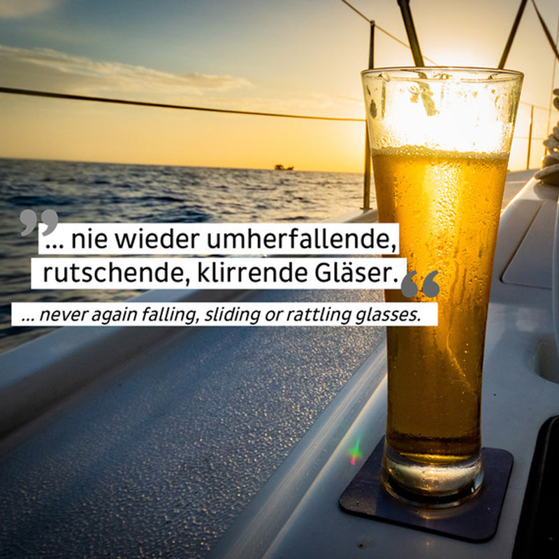 Silwy 2x Magnet-Kristallgläser BIER + 2x Metall-Nano-Gel-Pads Camping Gläser