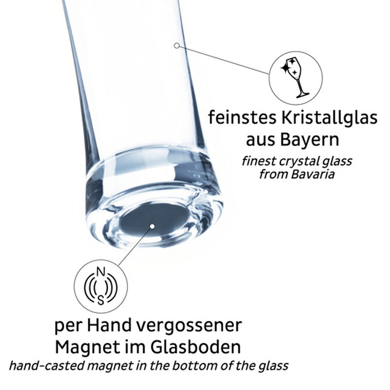 Silwy 2x Magnet-Kristallgläser BIER + 2x Metall-Nano-Gel-Pads Camping Gläser
