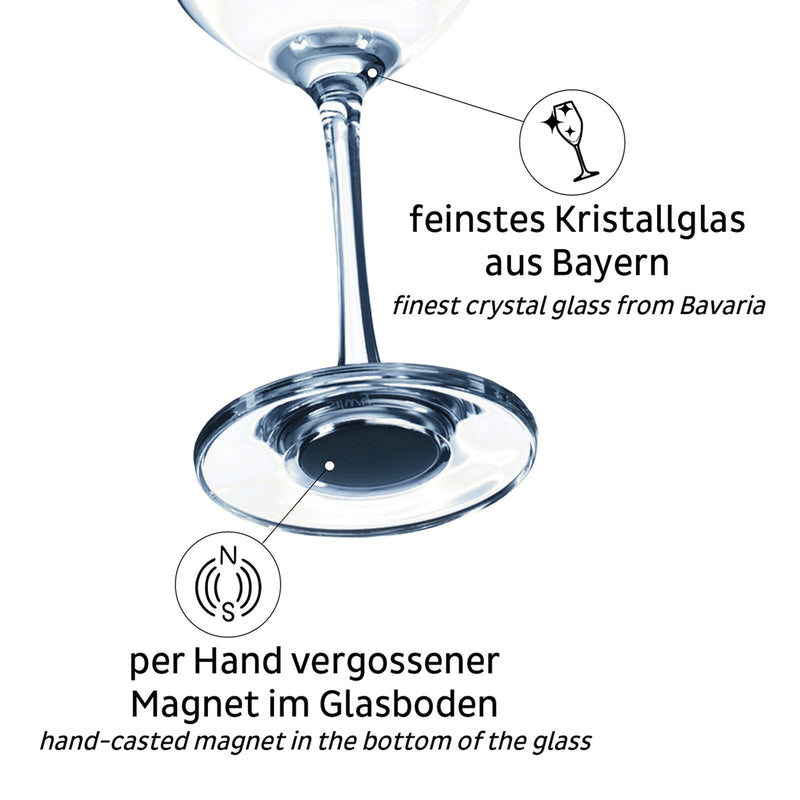 Silwy 2x Magnet-Kristallgläser WEIN BORDEAUX + 2x Metall-Nano-Gel-Pads Camping
