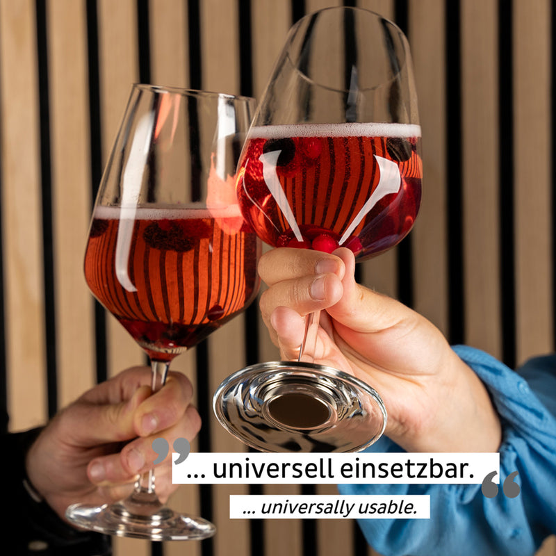 Silwy 2x Magnet-Kristallgläser WEIN BORDEAUX + 2x Metall-Nano-Gel-Pads Camping