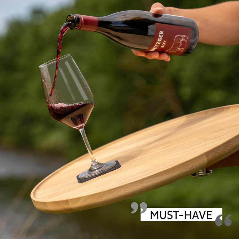 Silwy 2x Magnet-Kristallgläser WEIN BORDEAUX + 2x Metall-Nano-Gel-Pads Camping