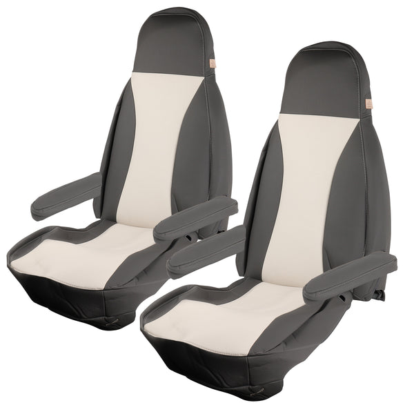 Maß Sitzbezüge | Fiat Ducato x250 | 2012-2015 | Beige/Onyx | Kunstleder | 6tlg