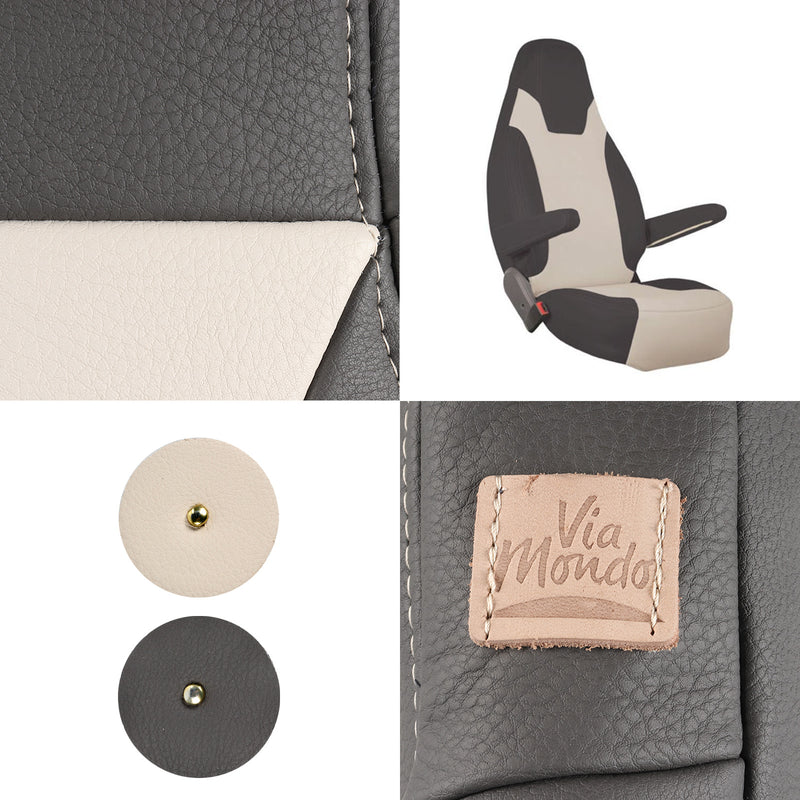 Maß Sitzbezüge | Fiat Ducato x250 | 2012-2015 | Beige/Onyx | Kunstleder | 6tlg
