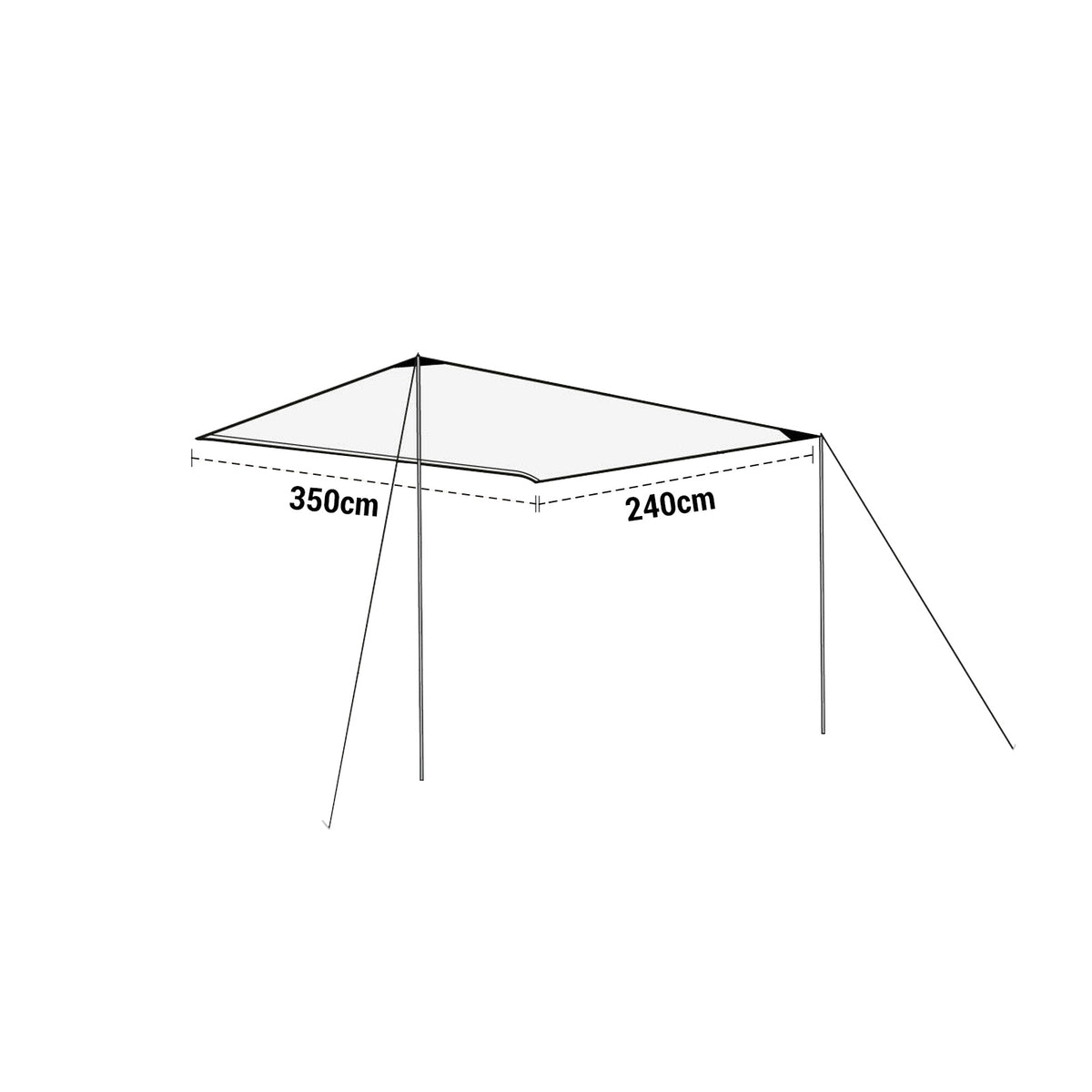 deiwo Essential Sonnensegel 3,50 x 2,4 m Grau – Wassersäule