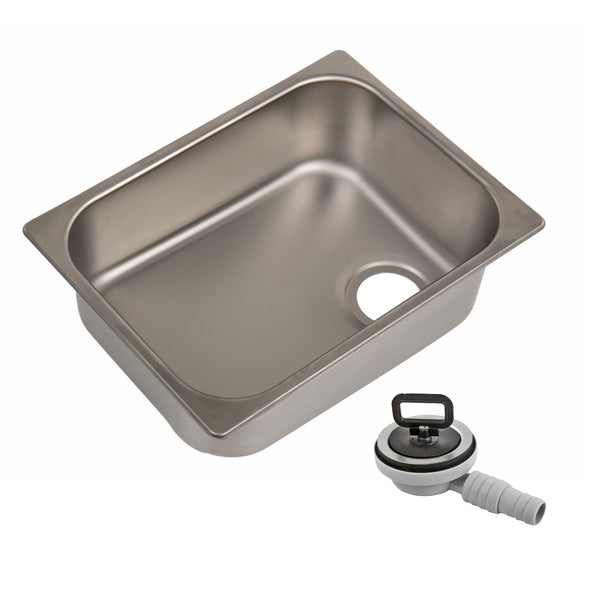 Edelstahl Spüle abgeschrägt Camping Einbauspüle Spülbecken inkl. Ablaufgarnitur