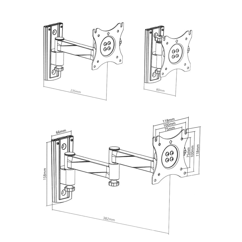 TV Halterung für Wohnwagen & Wohnmobil 15"-27"  max 15Kg 3 Positionen schwenkbar