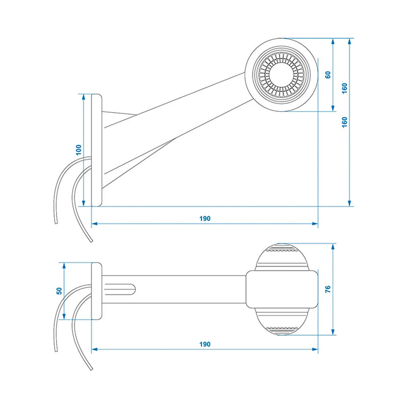 12V Outline Lamp Red/White 160mm Slanted Caravan Trailer
