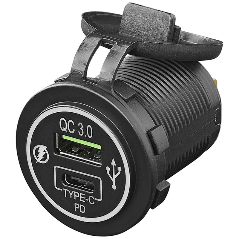 Dual USB-Steckdose Ladegerät USB-C und USB-A 12/24V 3A Autoladegerät 2-fach