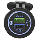 Dual USB-Steckdose Ladegerät USB-C und USB-A 12/24V 3A Autoladegerät 2-fach