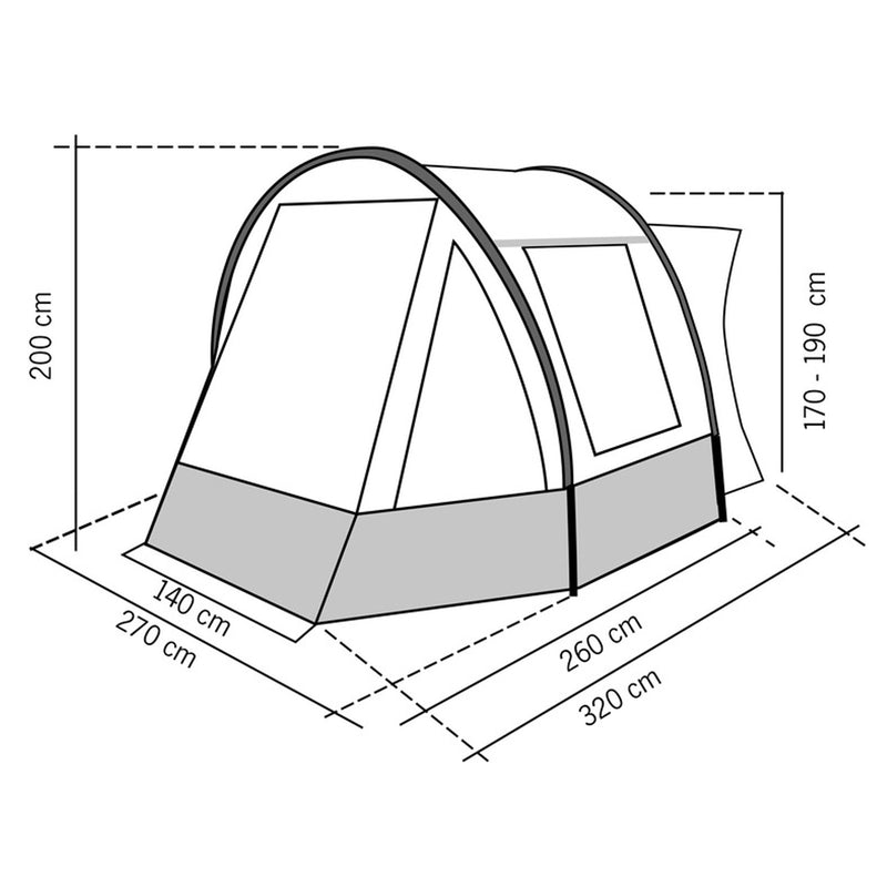 Gestänge Vorzelt TOUR COMPACT 2 - freistehend & kompakt für Camper, Bus, Van