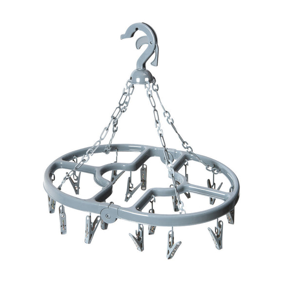 Mini Wäschespinne mit 16 Klammern klappbar grau Kunststoff Trockner, Wäscheleine